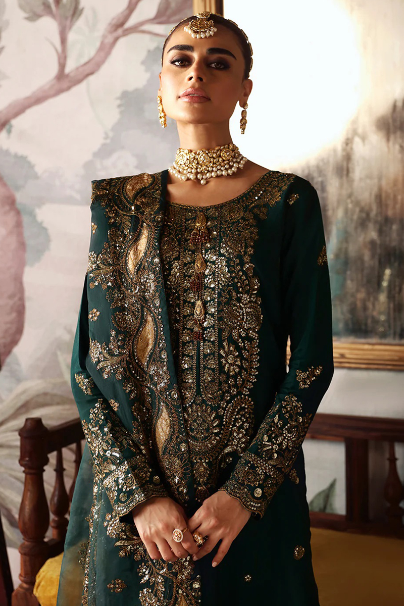 Ramsha Pemium Raw Silk in Green