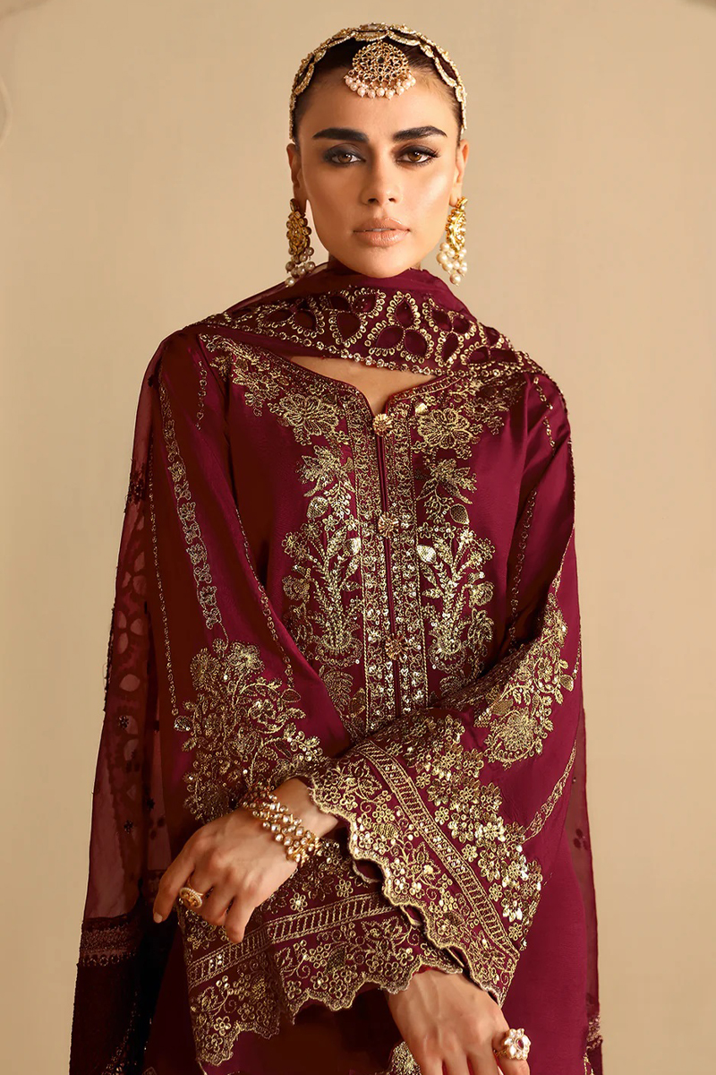 Ramsha Pemium Raw Silk in Maroon