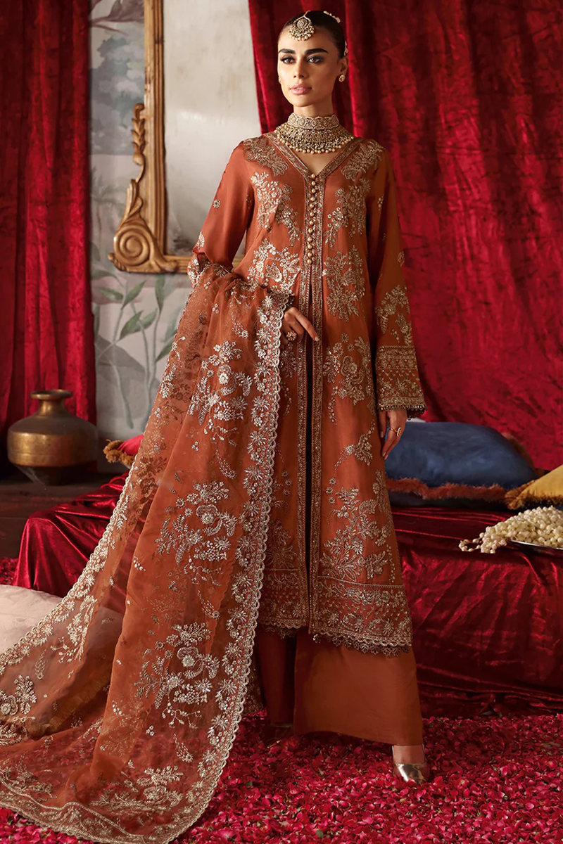 Ramsha Pemium Raw Silk in Orange