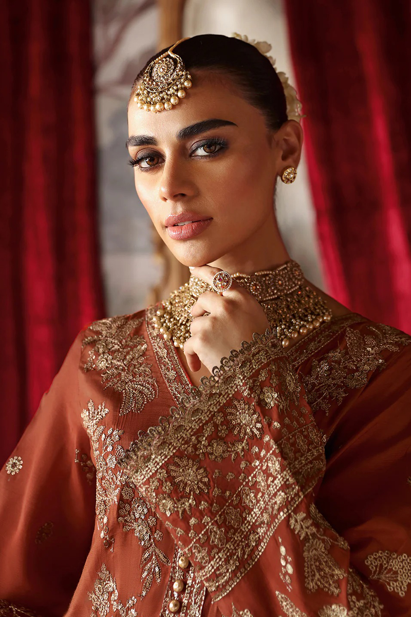 Ramsha Pemium Raw Silk in Orange