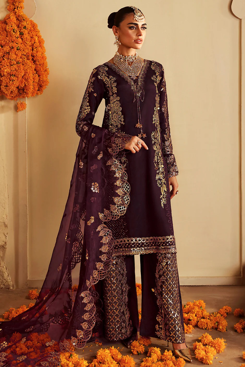 Ramsha Pemium Raw Silk in Purple