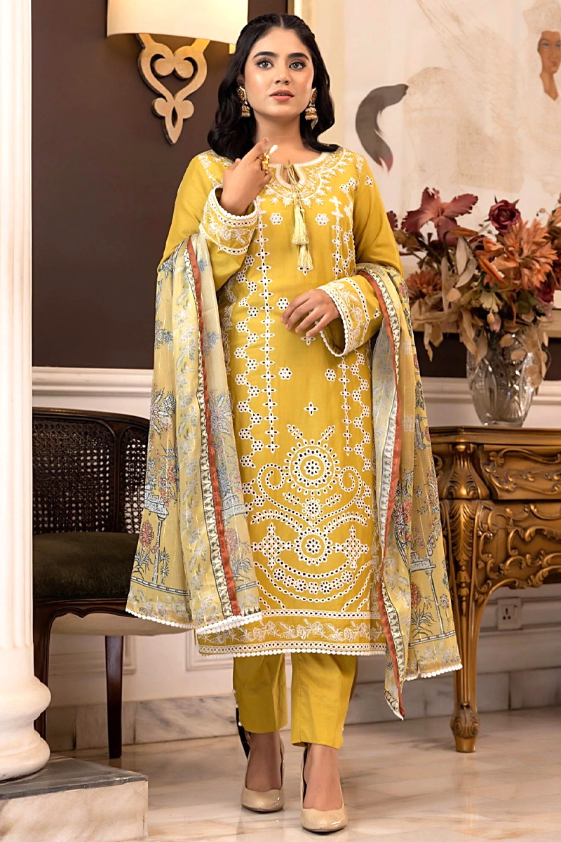 Regalia Embroidered Lawn In Yellow