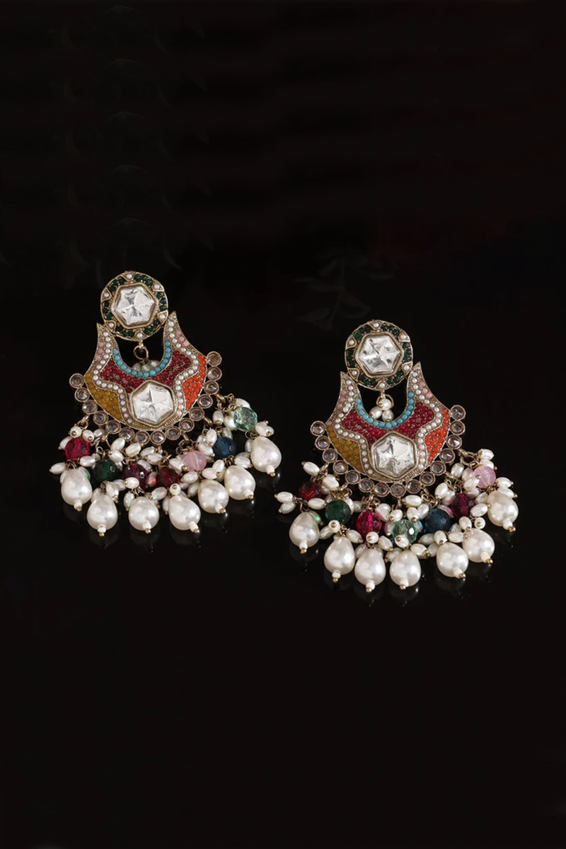 Kundan Earrings In Multi Color