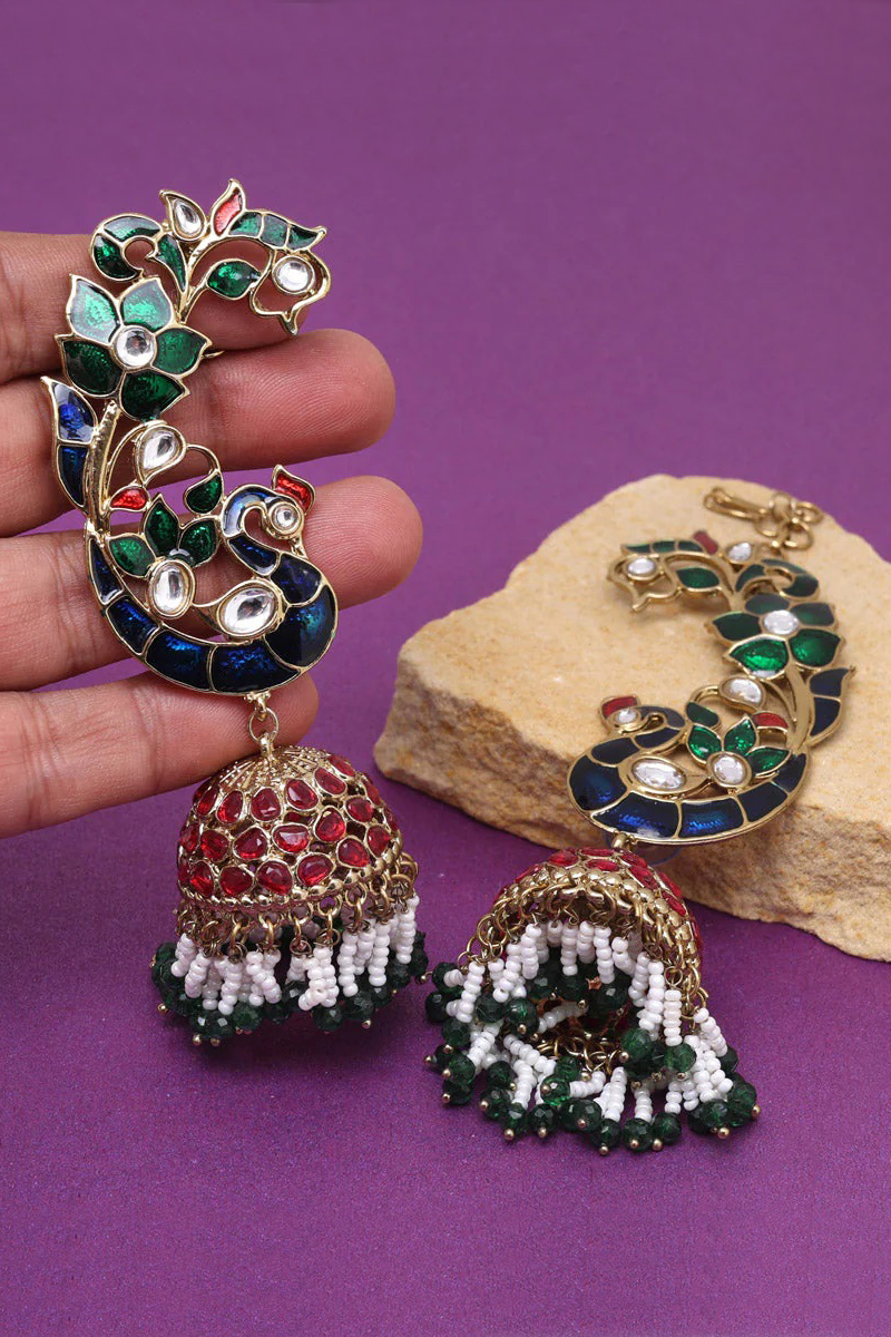 Kundan Meenakari Earrings Jhumka