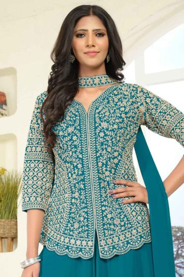 Georgette Salwar Suit In Green