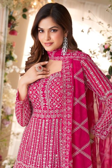 Georgette Gown In Magenta
