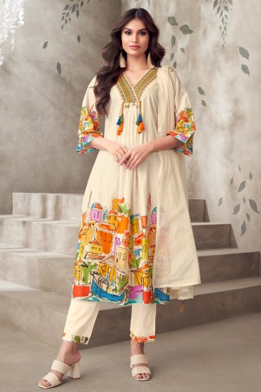 Georgette Salwar Suit In Beige