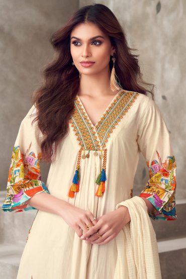 Georgette Salwar Suit In Beige