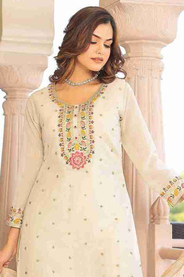 Silk Salwar Suit In Beige
