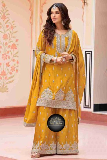 Georgette Salwar Suit In Yellow