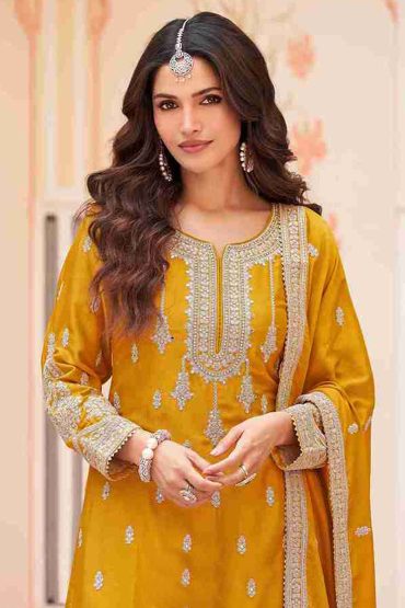Georgette Salwar Suit In Yellow