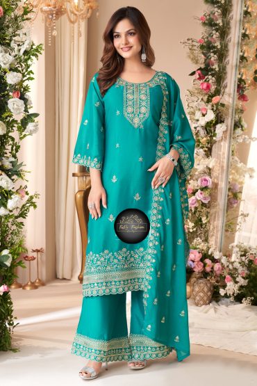 Silk Salwar Suit In Green