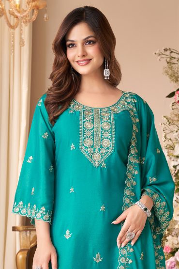 Silk Salwar Suit In Green