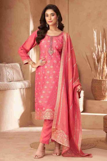Silk Salwar Suit In Pink