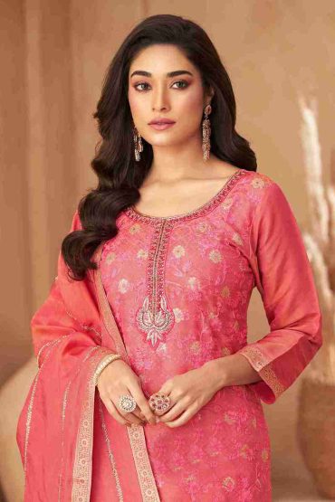 Silk Salwar Suit In Pink