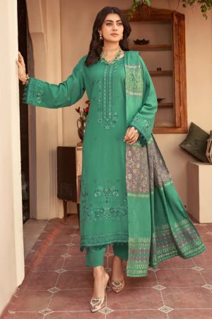 Arzoo Wool with Jacquard Shawl in Green 201937 01