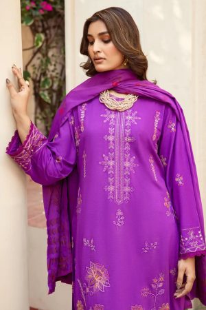 Arzoo Wool with Jacquard Shawl in Purple 201929 02