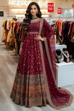 Asim Jofa Luxury Jacquard Gown In Maroon 201367 01
