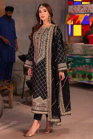Asim Jofa Twested Silk Salwar Suit in Black 201872 01