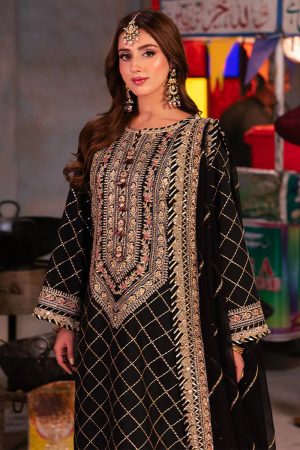 Asim Jofa Twested Silk Salwar Suit in Black 201872 02