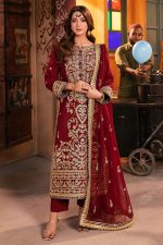 Asim Jofa Twested Silk Salwar Suit in Maroon 201890 01