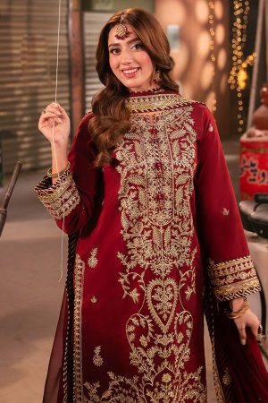 Asim Jofa Twested Silk Salwar Suit in Maroon 201890 02
