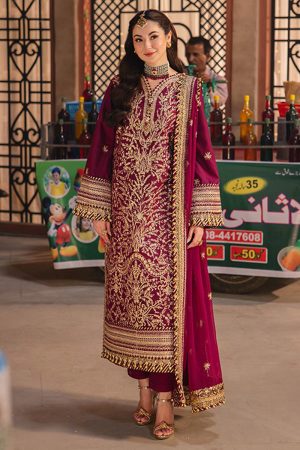 Asim Jofa Twested Silk Salwar Suit in Megenta 201873 01