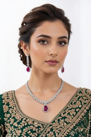 CZ Necklaces Set In White 1329