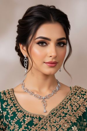 Classic Pattern Necklaces Set In White