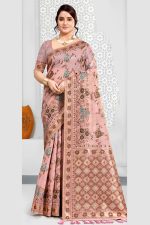 Cotton Mix Saree In Pink 600552 01
