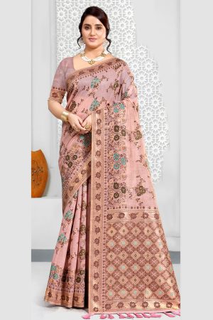 Cotton Mix Saree In Pink 600552 01