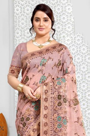 Cotton Mix Saree In Pink 600552 02