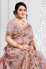 Cotton Mix Saree In Purple 600554 02