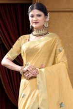 Cotton Mix Saree In Yellow 600506 02