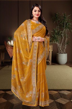 Designer Chiffon Silk Saree 600095 01