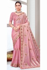 Designer Organza Saree In Pink 600545 01