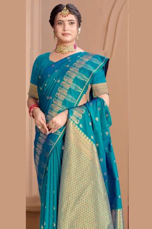 Designer Silk Saree In Blue 600589 01
