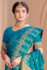 Designer Silk Saree In Blue 600589 02