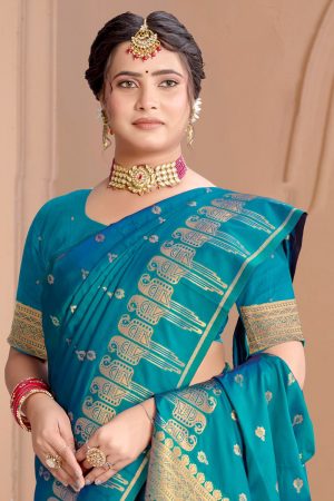 Designer Silk Saree In Blue 600589 02