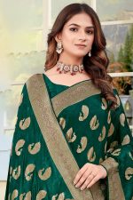 Designer Silk Saree In Green 600495 02