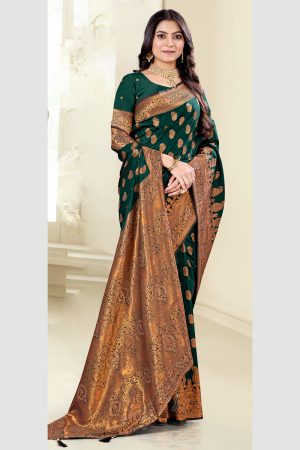 Designer Silk Saree In Green 600556 01