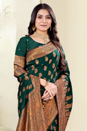Designer Silk Saree In Green 600556 02
