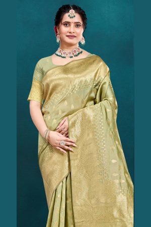 Designer Silk Saree In Green 600565 01