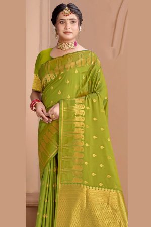 Designer Silk Saree In Green 600590 01