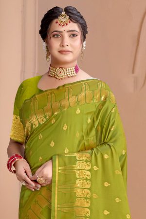 Designer Silk Saree In Green 600590 02