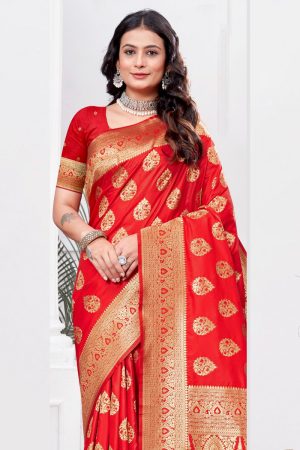 Designer Silk Saree In Red 600573 01