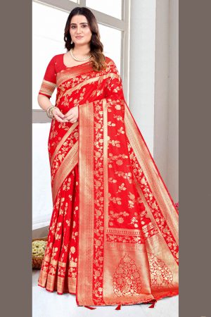 Designer Silk Saree In Red 600578 01