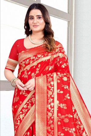 Designer Silk Saree In Red 600578 02