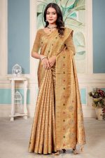 Designer Silk Saree Stone Work In Beige 600414 01