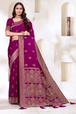 Designer Silk Saree Stone Work In Purple 600449 01
